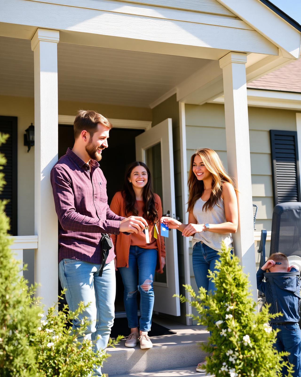 Family receiving keys to their new home